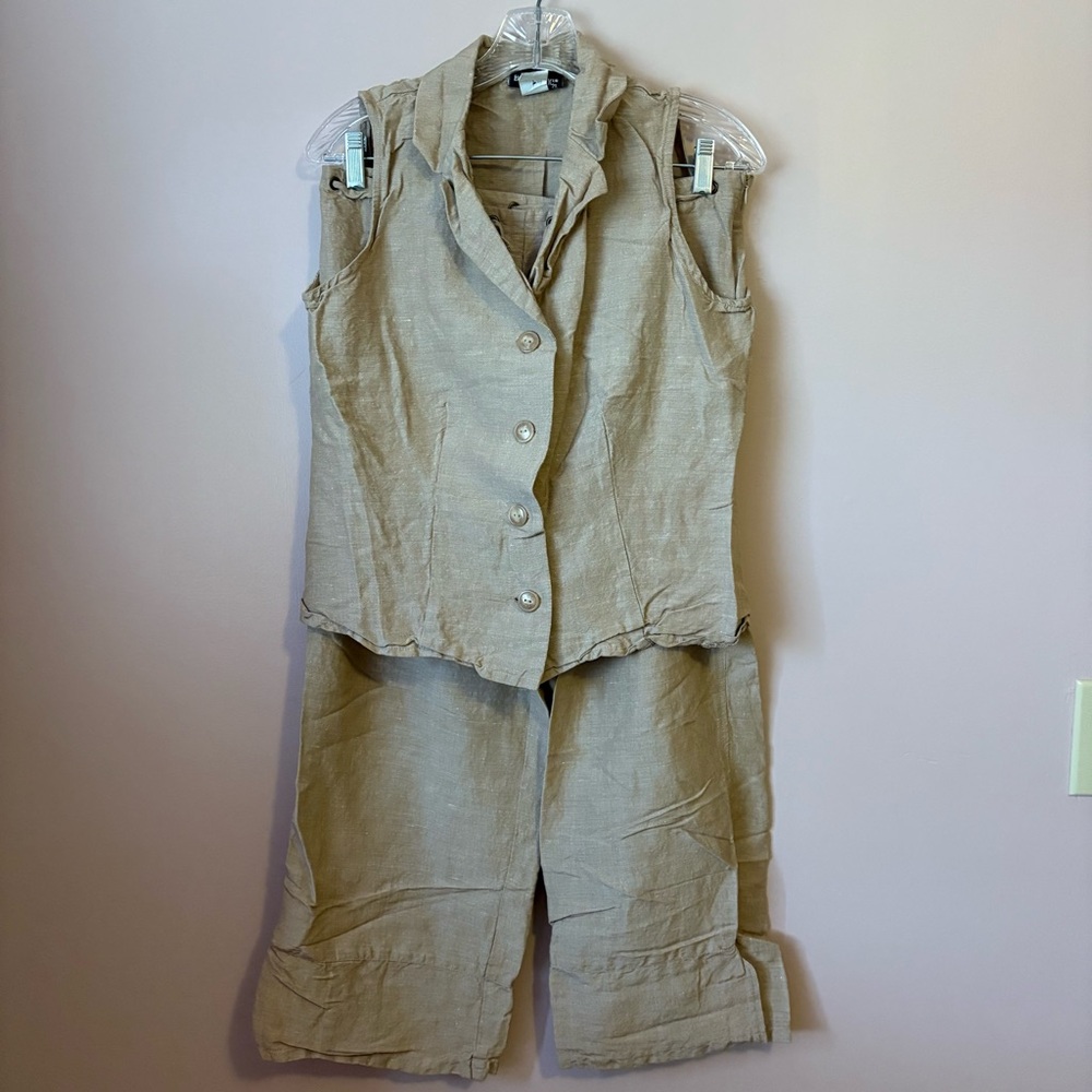 Fashion Bug Vintage Linen Blend Top and Cropped Pants